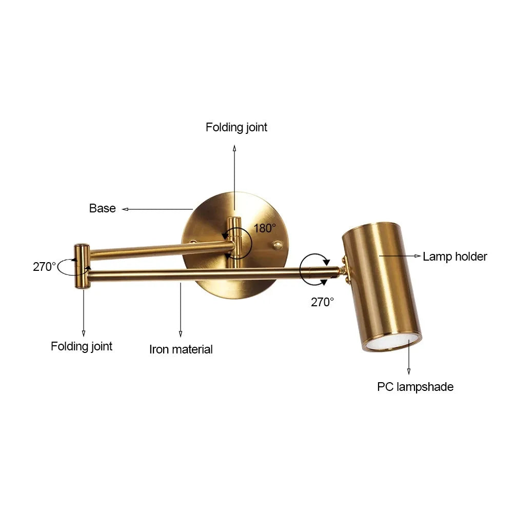LUXARM Lampada da Parete Regolabile con Braccio Lungo