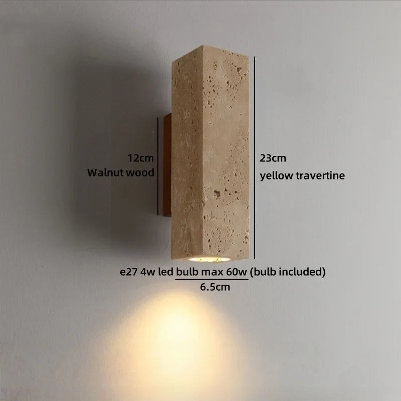 TerraLume Wabi-Sabi Travertino Lampada da Parete LED