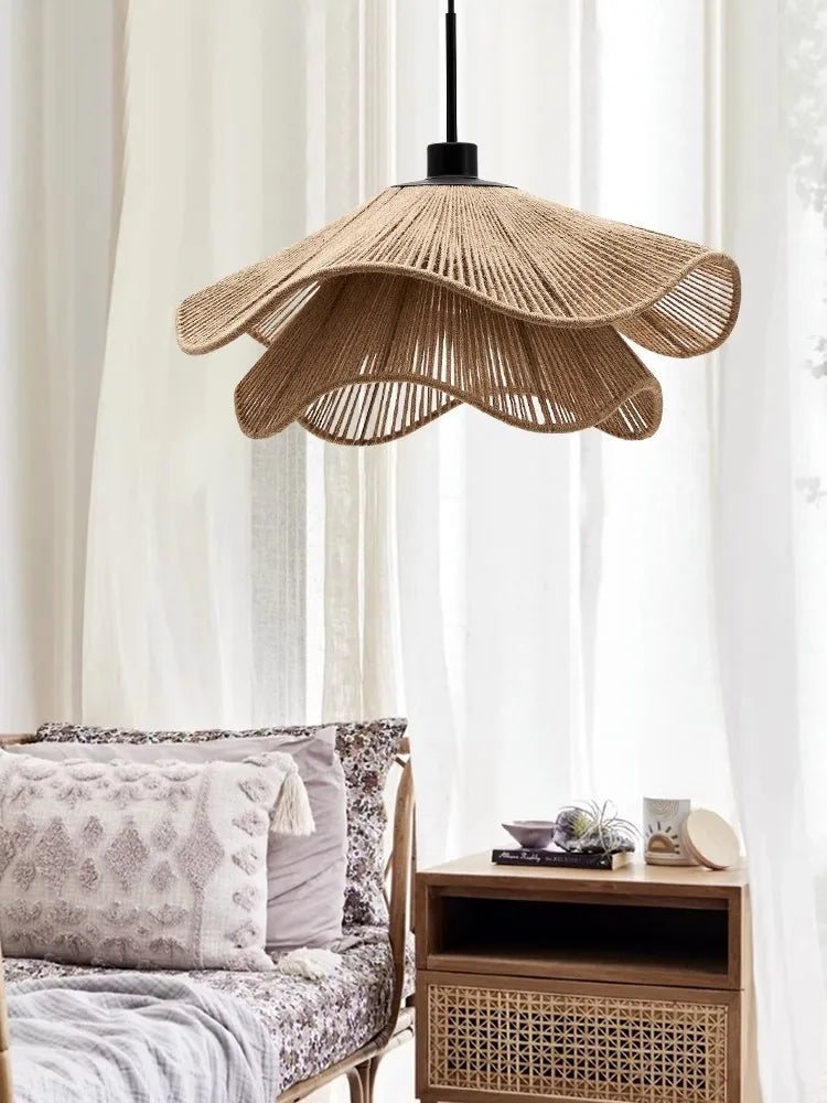 WabiRope Aura: Lampada a Sospensione in Canapa Wabi Sabi Scandinava
