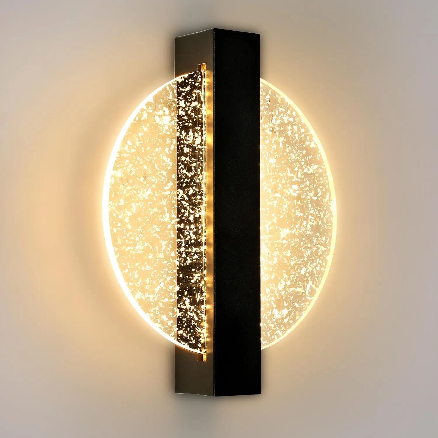 LumaLeaf Pannello Rotondo da Parete – Lampada da Parete LED Moderna con Foglia Argento e Luce Calda (3500K)