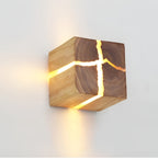 Lampada da tavolo LED a forma di cubo – Design moderno in legno | Elegante per soggiorno e camera da letto