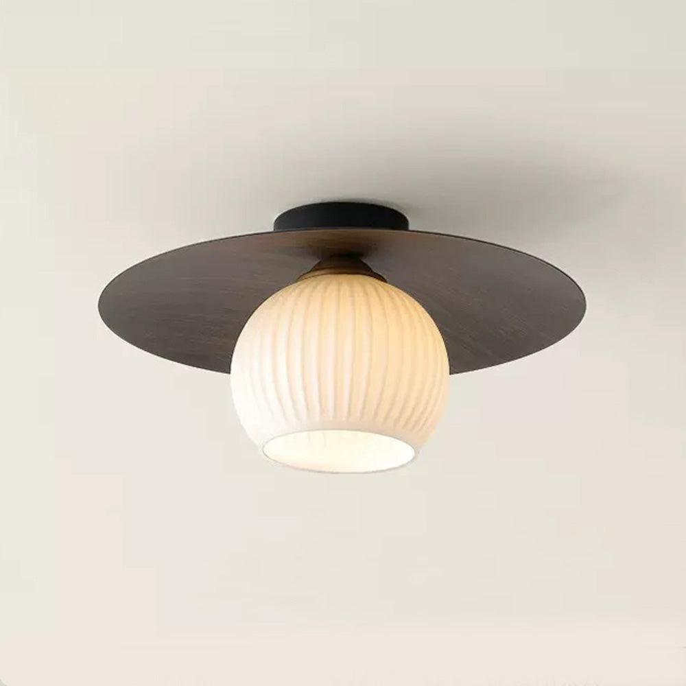 Lampada da soffitto Sareno – Struttura in ferro – Vetro – Ø 35 cm – Design moderno per il soggiorno