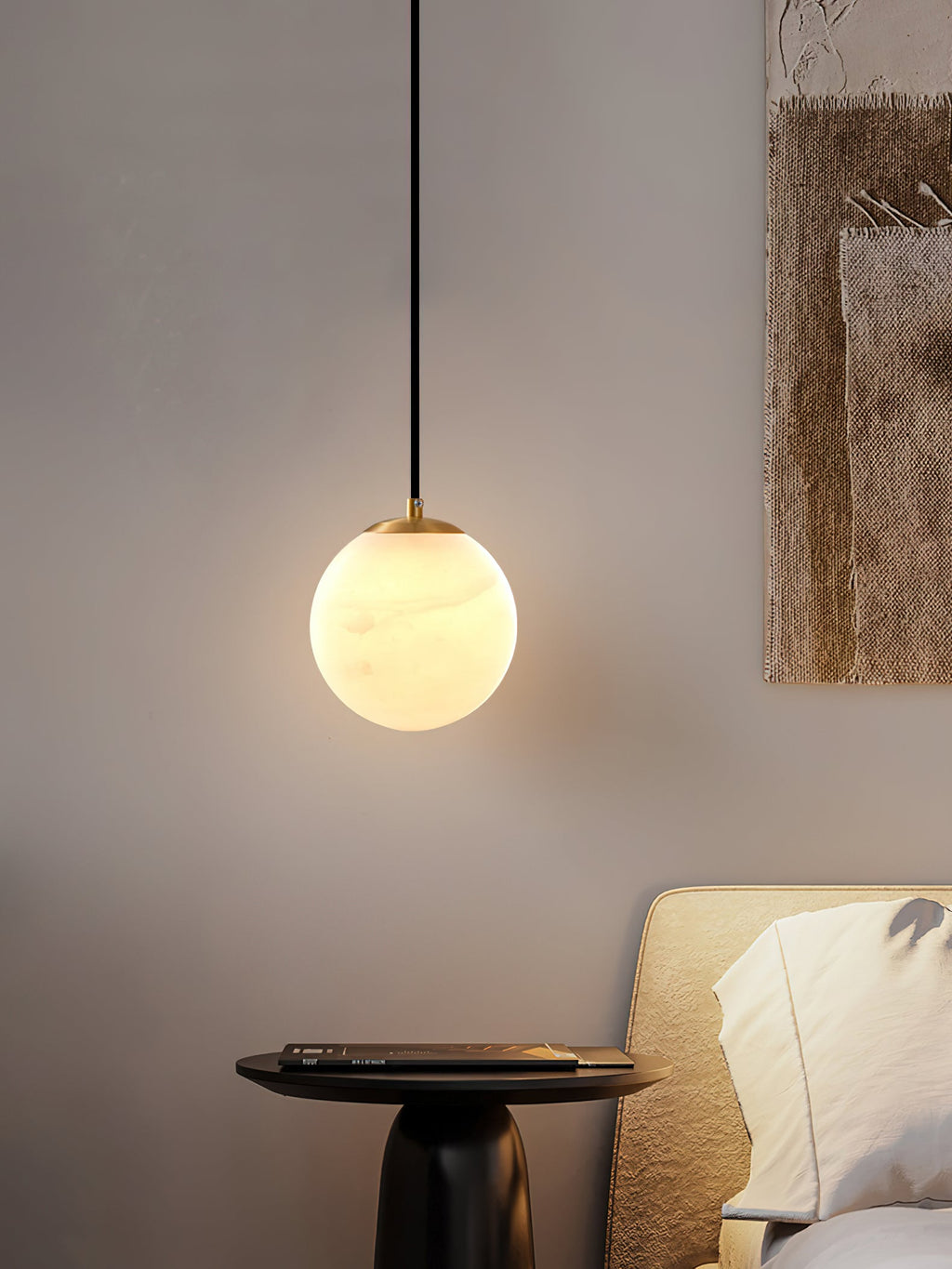 Lampada a sospensione in alabastro Savina