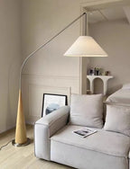 LumiArc – Lampada da terra in legno di lusso con paralume in tessuto