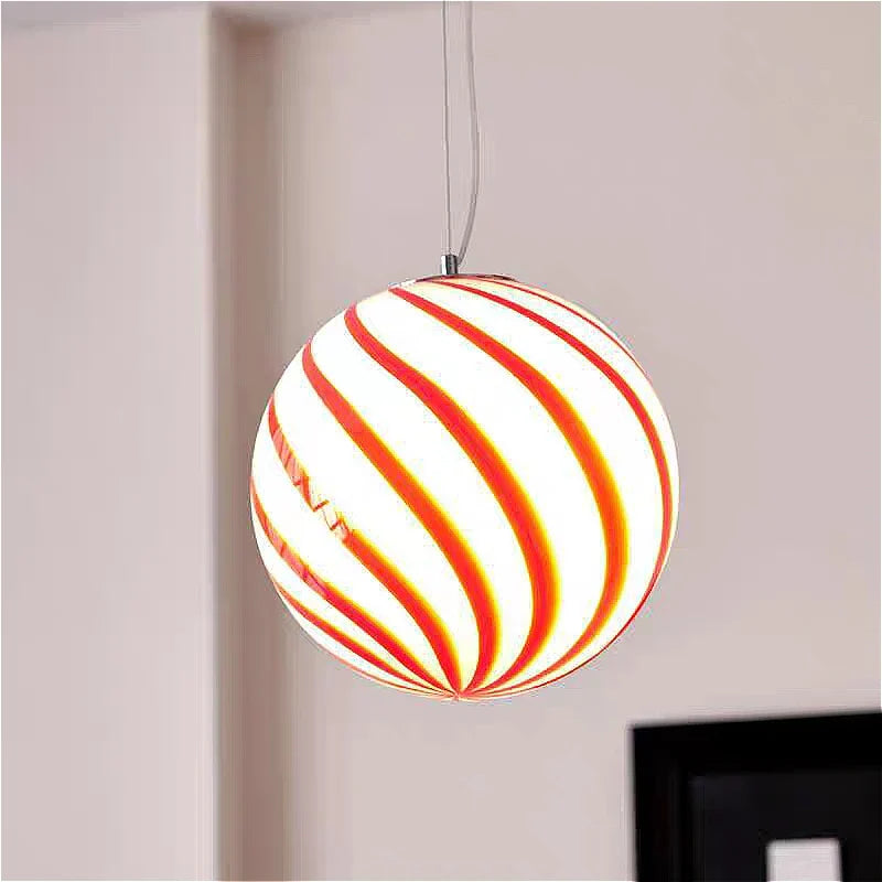 Lampada a Sospensione con Sfera di Vetro Colorata