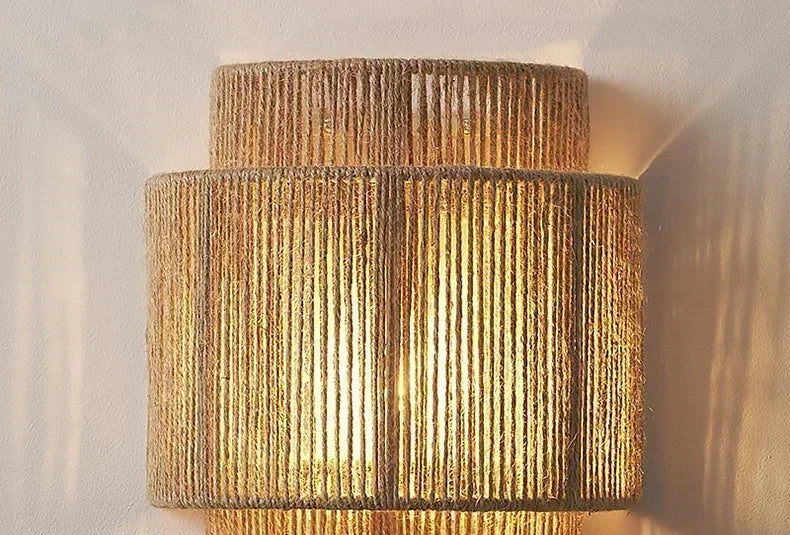 MORI GLOW Lampada da Parete in Cordino di Canapa Fatta a Mano