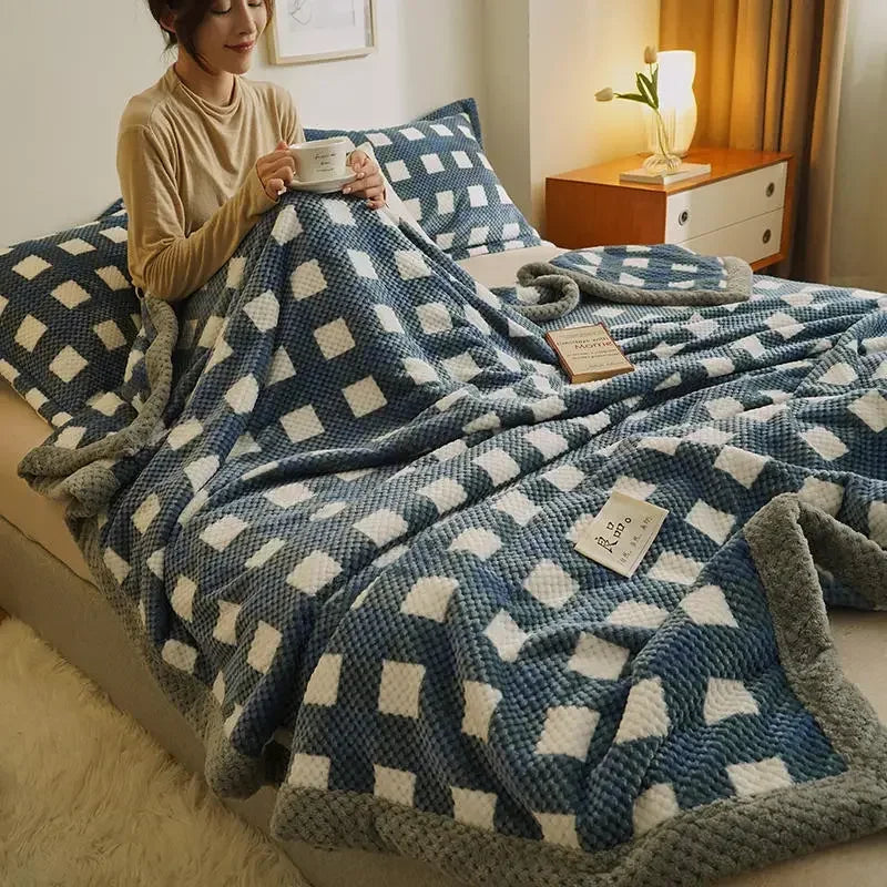 Coperta a Righe – Plaid Morbido per Divano e Letto con Motivo a Quadri Classico