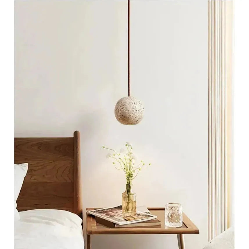 Lampada a sospensione in Travertino – Lampada a sospensione LED rotonda minimalista in stile Wabi-Sabi