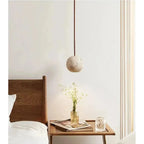 Lampada a sospensione in Travertino – Lampada a sospensione LED rotonda minimalista in stile Wabi-Sabi