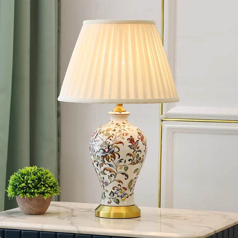 AmeriArt Lampada da Tavolo in Ceramica Dipinta a Mano