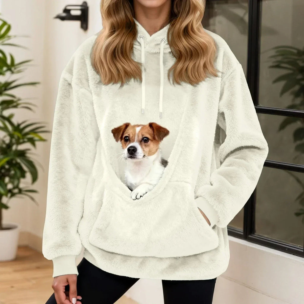 Felpa Oversized in Fleece con Tasca a Marsupio – Maglione Caldo da Donna per Casa