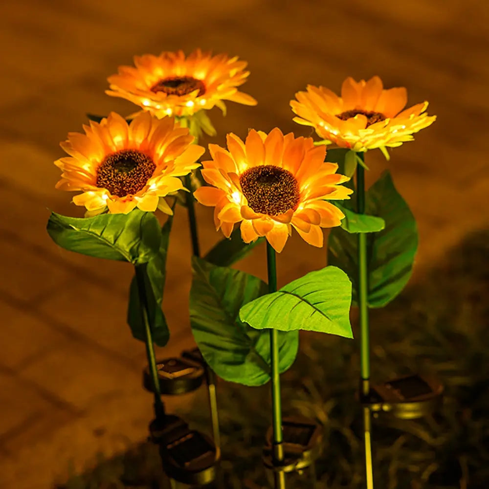 Lampada da esterno a forma di girasole impermeabile con pannello solare
