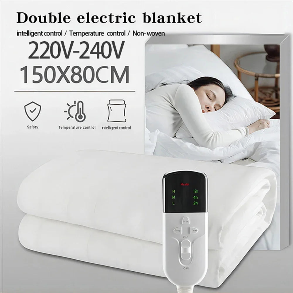 Coperta Elettrica 150×80 cm – 3 Livelli di Calore, Timer e Sicurezza