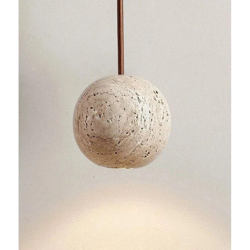 Lampada a sospensione in Travertino – Lampada a sospensione LED rotonda minimalista in stile Wabi-Sabi