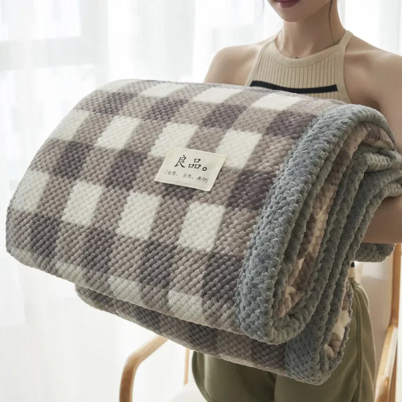 Coperta a Righe – Plaid Morbido per Divano e Letto con Motivo a Quadri Classico