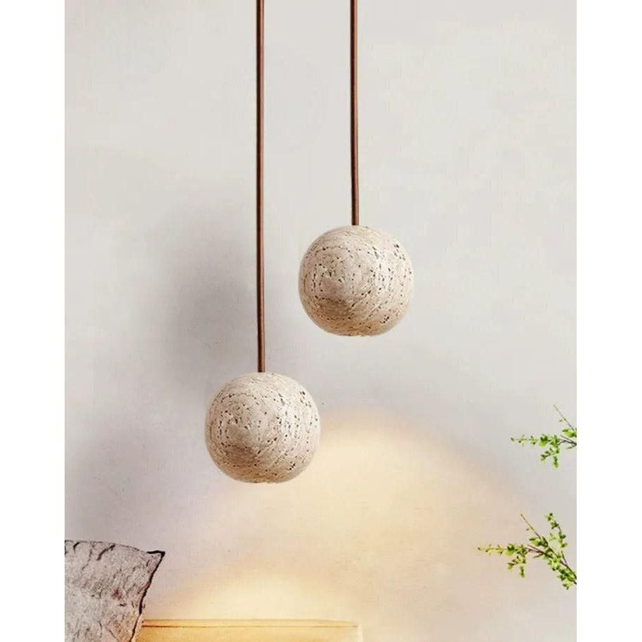 Lampada a sospensione in Travertino – Lampada a sospensione LED rotonda minimalista in stile Wabi-Sabi