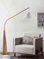 LumiArc – Lampada da terra in legno di lusso con paralume in tessuto
