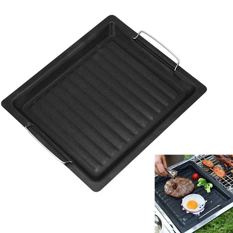 Piastra Grill in Ghisa Feurossa Piastra Ribaltabile | Per Grill a Gas & Fornelli | 25 × 30 cm | Per Pizza, Carne, Verdure & Pesce