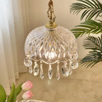 Lampada a sospensione in vetro retro francese