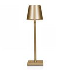 Lampada da Tavolo LED Wireless con Paralume in Metallo a Cono e Base Quadrata