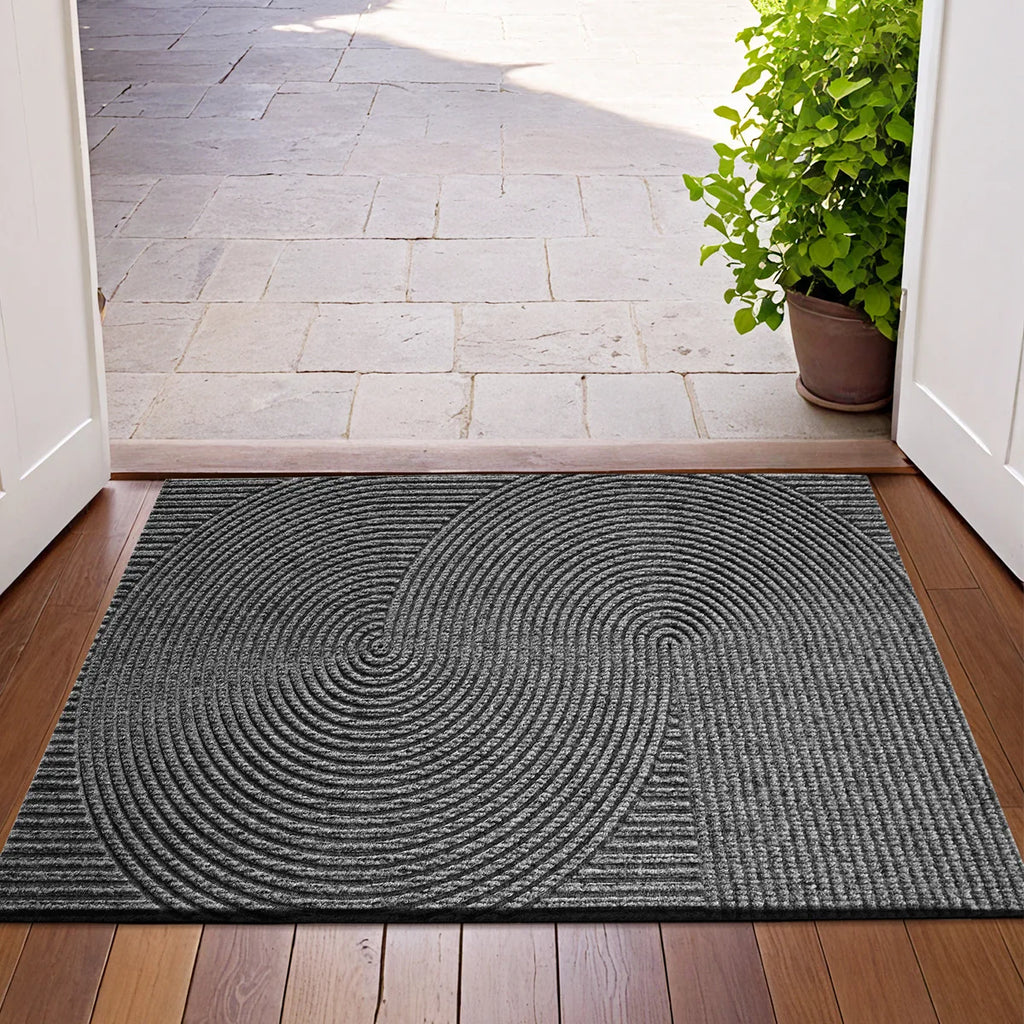 Nivara - Tappeto d'ingresso 3D Groove in Poliestere Resistente all'Usura con Antiscivolo per Interni ed Esterni