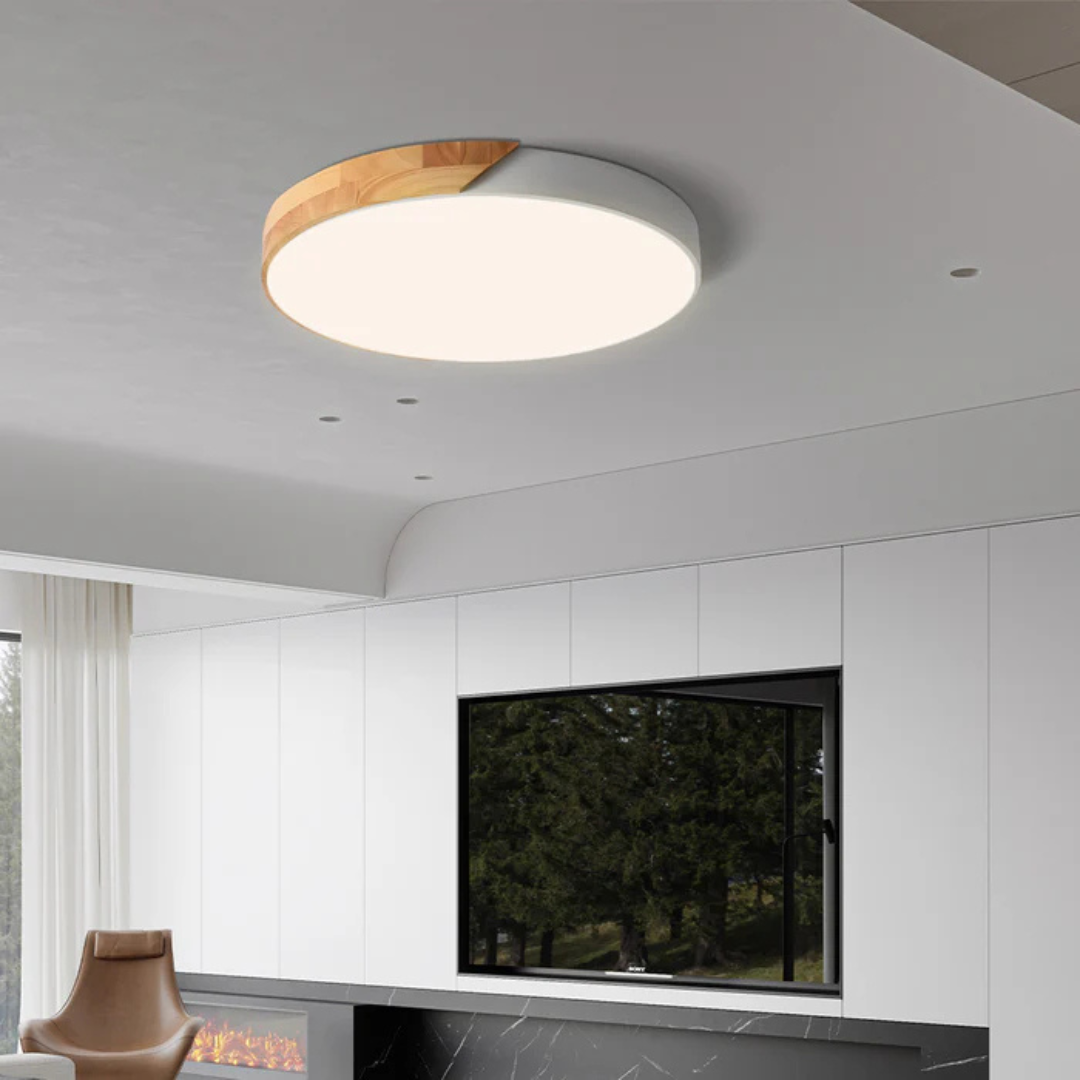 Lampada da soffitto LED in legno scandinavo – Design moderno a incasso per un'atmosfera accogliente