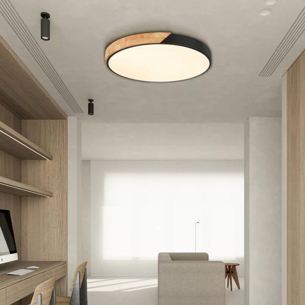Lampada da soffitto LED in legno scandinavo – Design moderno a incasso per un'atmosfera accogliente