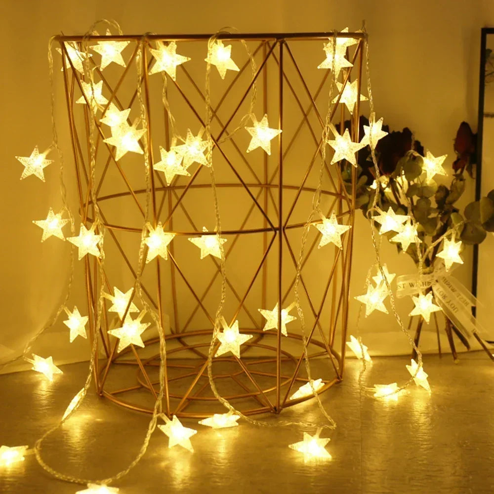 Luci LED di Natale a forma di stelle – Ghirlanda luminosa decorativa per interni ed esterni