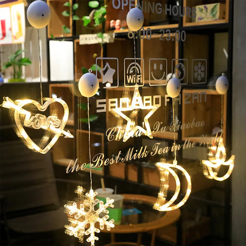 SantaGlow Illuminazione LED per Finestra con Ventosa