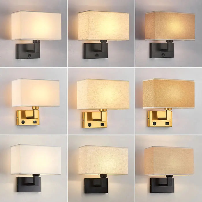Lampada da Parete Moderna con Paralume in Tessuto
