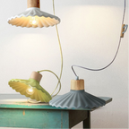 Lampada a sospensione moderna in cemento con paralume scallop a 1 luce per soggiorno