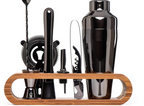 Set di Shaker per Cocktail in Acciaio Inossidabile con Supporto in Bambù
