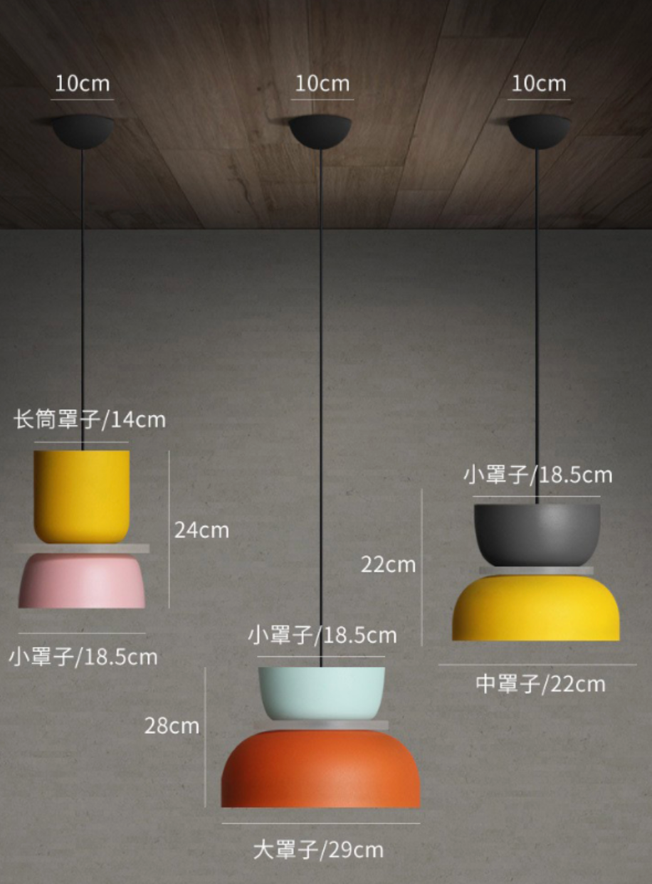 Lampada a sospensione a cupola a doppio tono in lega di zinco nordica LED 1 luce