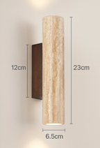 Applique da muro cilindrica in marmo travertino minimalista moderno LED 2 luci