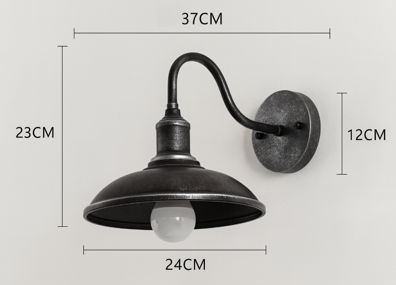 Lampada da Parete Esterna a Ciotola in Ferro Industriale Vintage LED 1 Luce