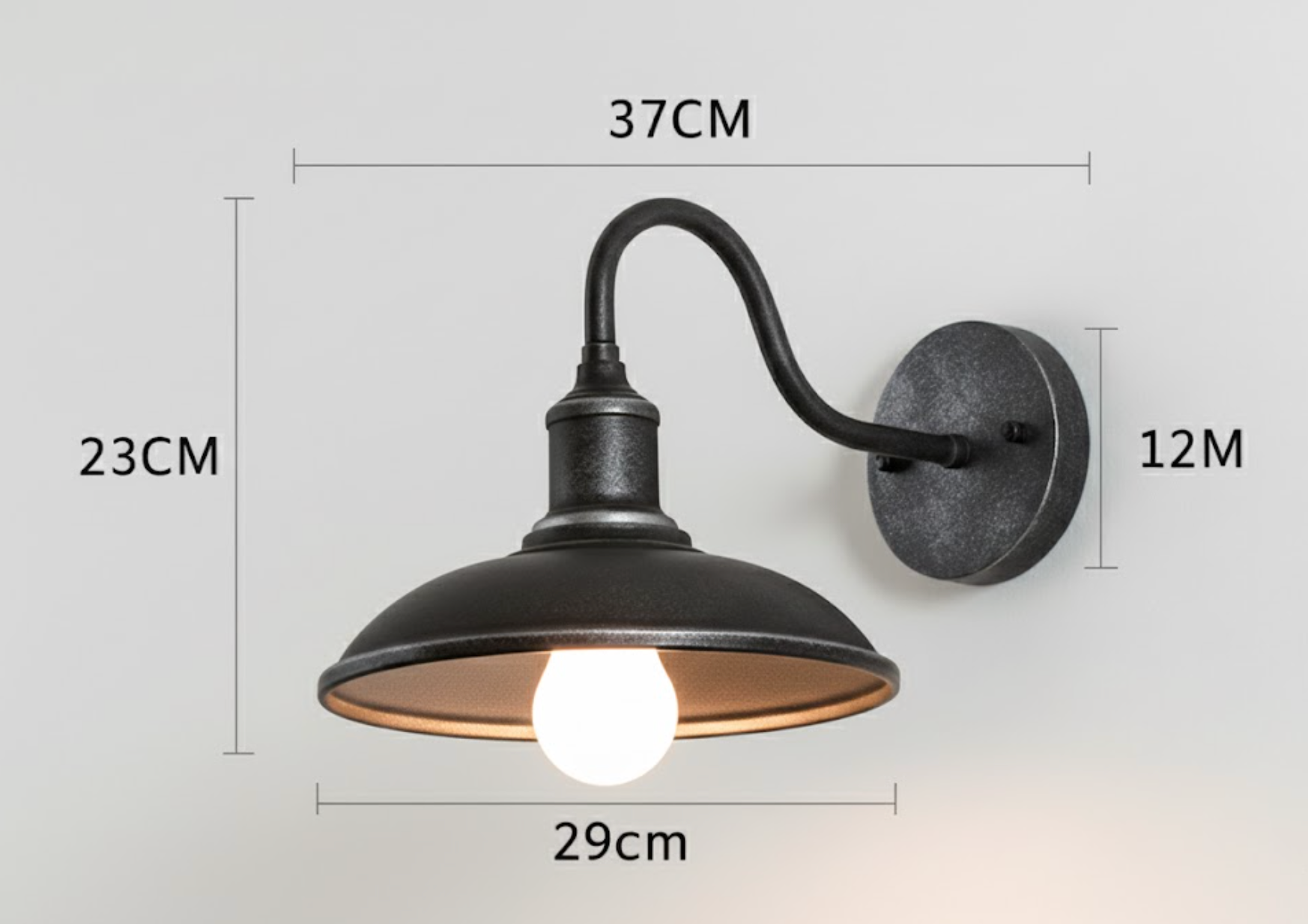 Lampada da Parete Esterna a Ciotola in Ferro Industriale Vintage LED 1 Luce