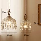 Lampadario Vintage in Rame con Cristalli Floreali | 1 Luce