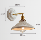 Applique da parete vintage in ceramica giapponese con ottone a 1 luce