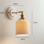 Applique da parete vintage in ceramica giapponese con ottone a 1 luce