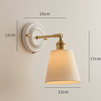 Applique da parete vintage in ceramica giapponese con ottone a 1 luce