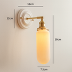 Applique da parete vintage in ceramica giapponese con ottone a 1 luce