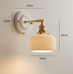 Applique da parete vintage in ceramica giapponese con ottone a 1 luce