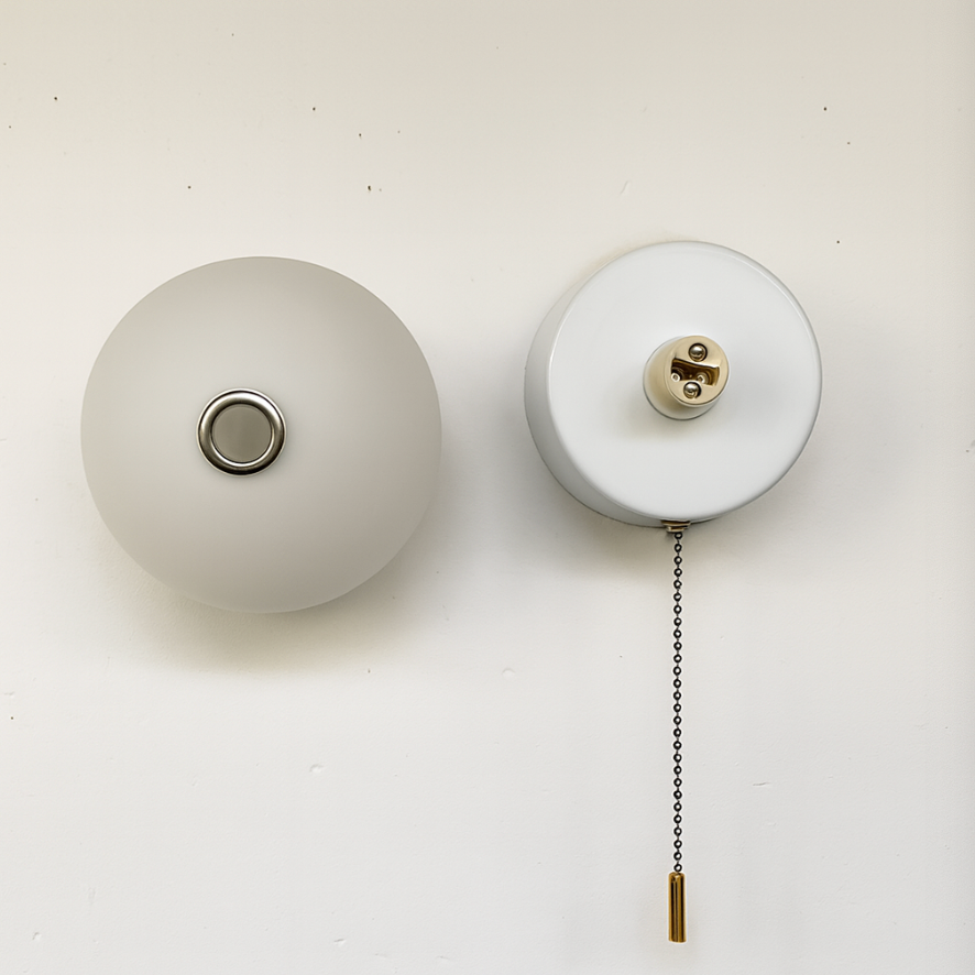 Applique da Parete a Globo di Vetro Minimalista Nordic LED 1 Luce con Corda di Trazione