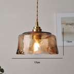 Lampadario Vintage in Vetro Ambra Rotondo con Ottone 1 Luce