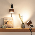 Lampada Clip Regolabile Retro in Legno e Metallo per Scrivania
