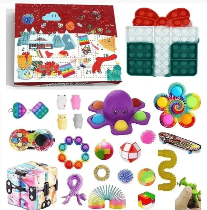Calendario dell'Avvento Fidget per Bambini – 24 Giorni di Giocattoli Sensoriali e Sorprese Pop It