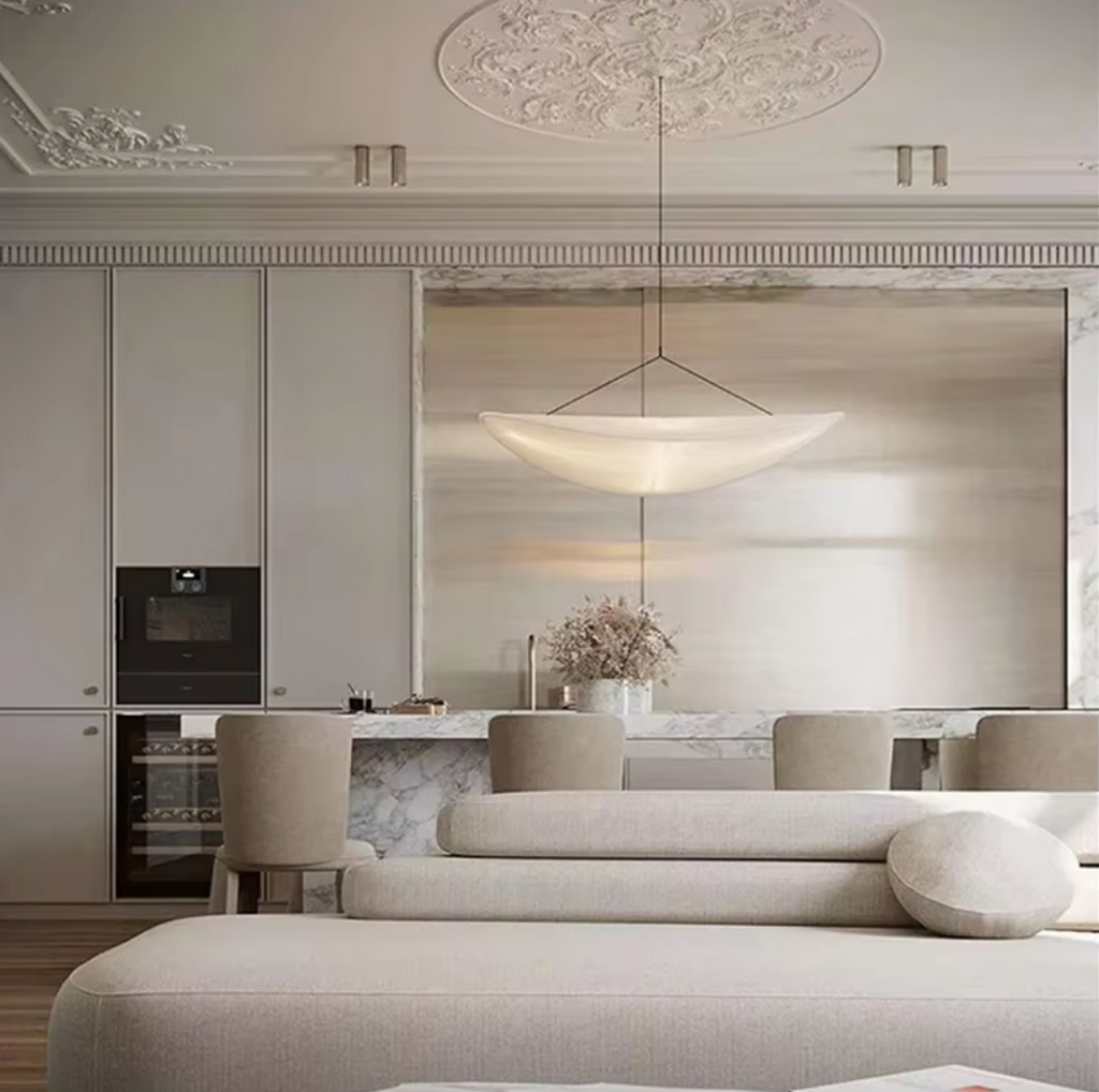 Lampadario in Seta Stile Japandi
