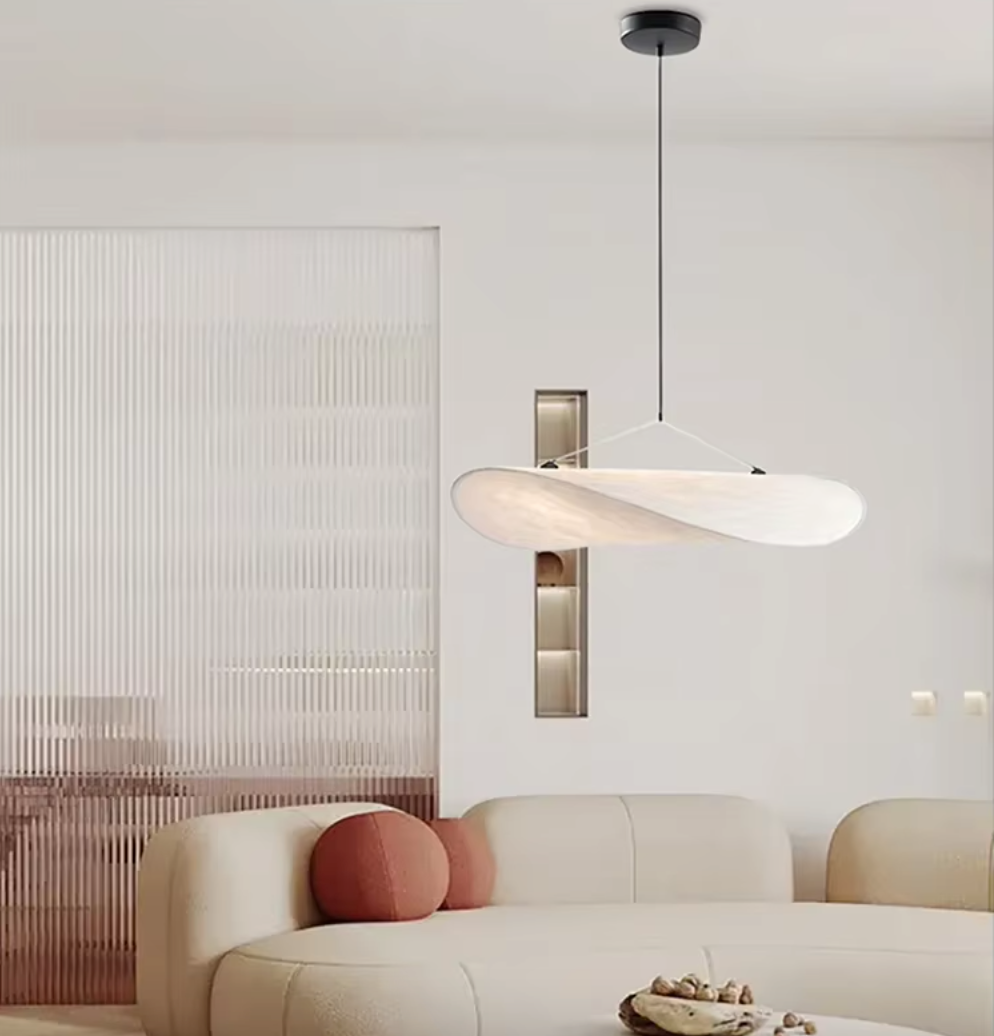 Lampadario in Seta Stile Japandi