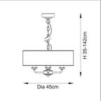 Lampadario Endon Highclere in Cromo Spazzolato con 3 Luci - Paralume in Lino Naturale