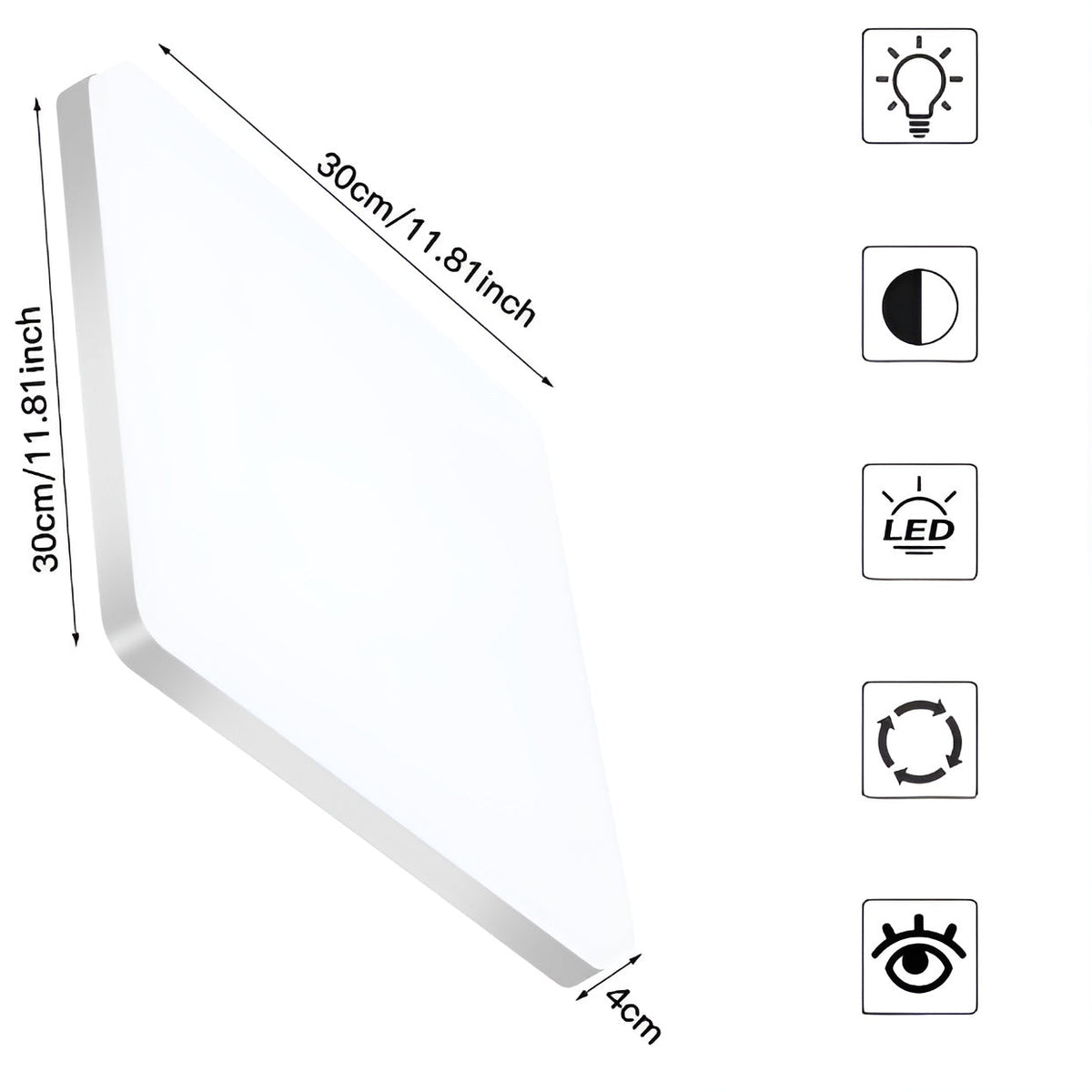 Lampada da soffitto LED quadrata – Luce uniforme e piacevole | Adatta per soggiorno e bagno